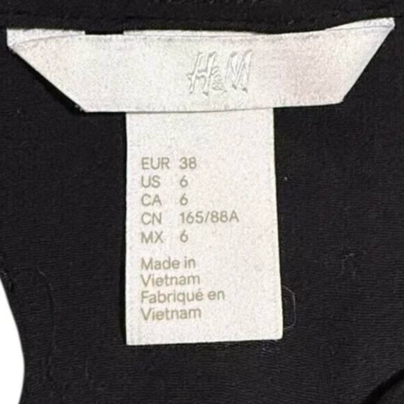 H&M Black Long Sleeve Shift Dress Womens Size 6 Boho Chic Lightweight - Picture 3 of 5